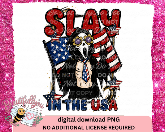 Slay in the USA Ghostface PNG | Funny Patriotic Horror Digital Download for Summer