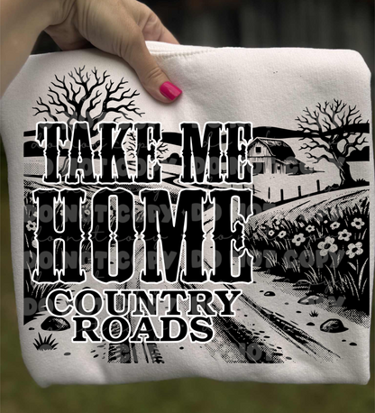 Take Me Home Country Roads PNG | Vintage Country Road Landscape Design | Rustic Farm Shirt Graphic | Digital Download