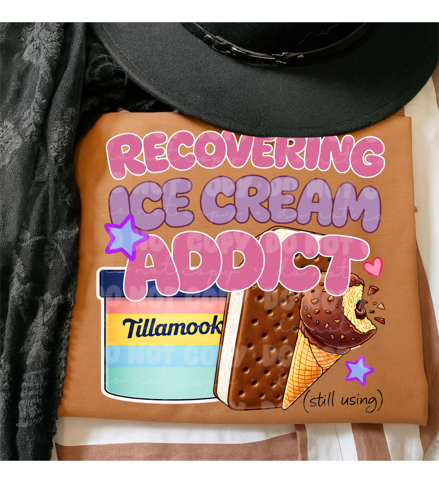 Recovering Ice Cream Addict PNG | Funny Ice Cream Quote Design | Still Using | Ice Cream Lover Shirt Design
