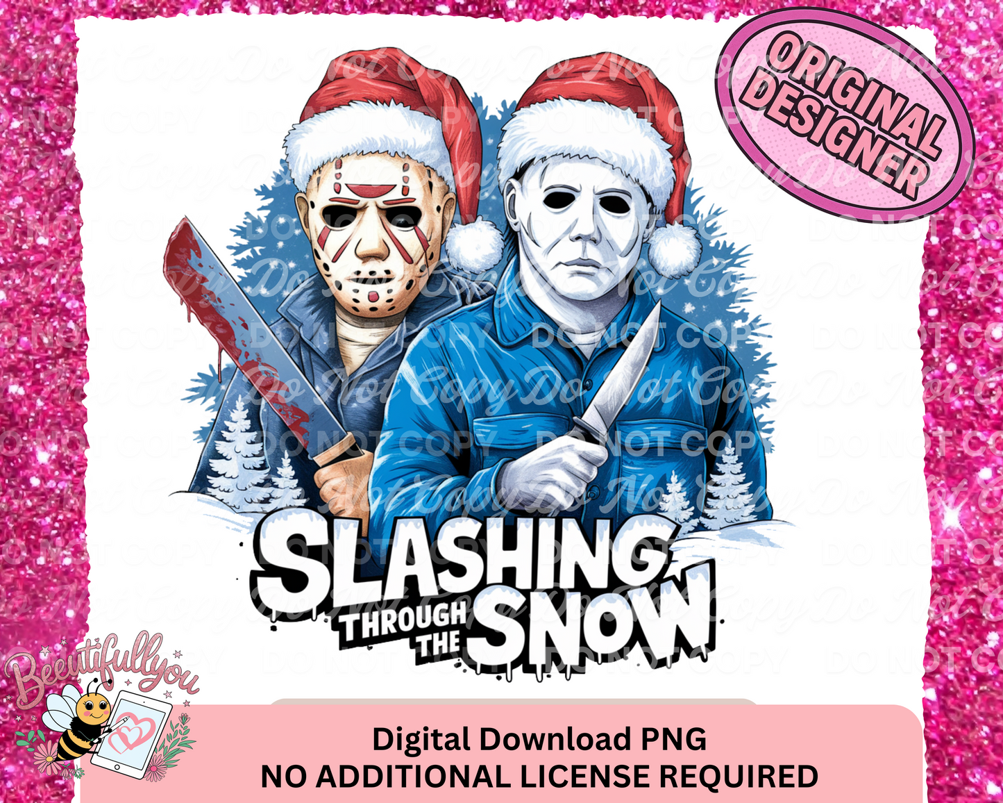 Slashing Through the Snow PNG | Funny Horror Christmas Jason Michael Myers Digital Download