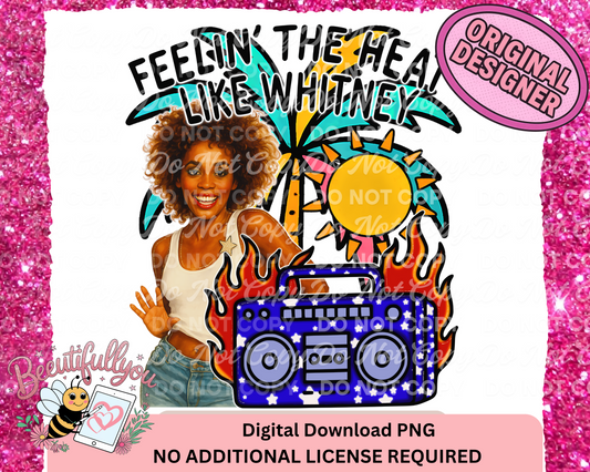 Feelin’ the Heat Like Whitney – Summer Retro Boombox PNG