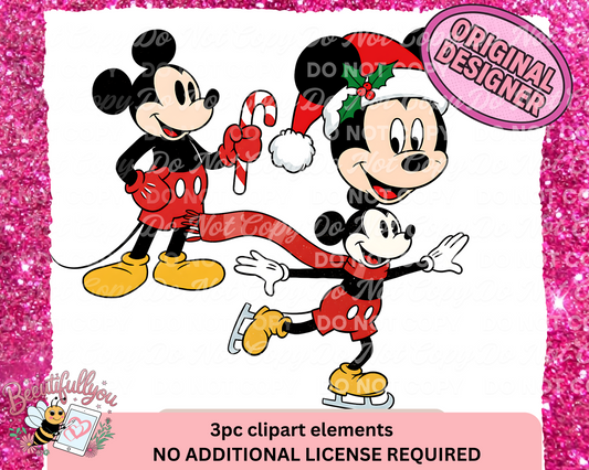 Christmas Clipart Bundle | 3-Piece Holiday Character Set | PNG Digital Download