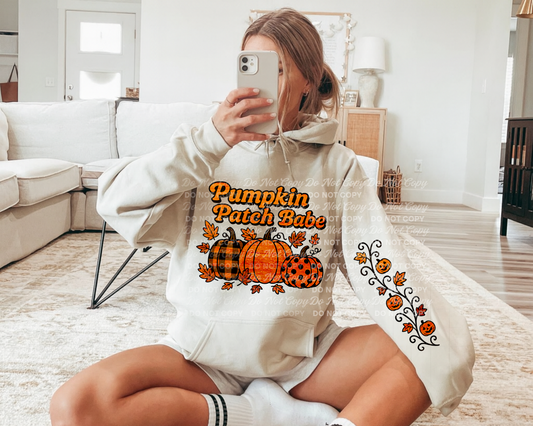Pumpkin Patch Babe PNG | Fall Autumn Pumpkins Digital Download | Glitter Plaid Polka Dot Pumpkin PNG for Shirts, Mugs & Sublimation