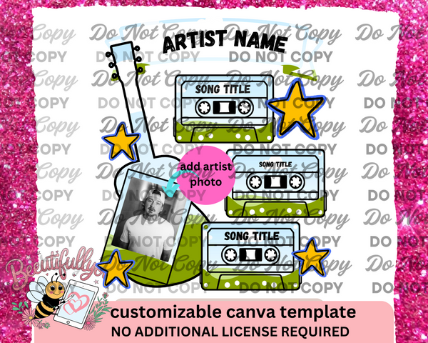 Cassette Tape Canva Template | Customizable Artist Song Layout | Music ...