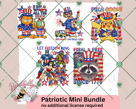 Patriotic Mini Bundle – 5 Digital PNG Designs | USA Themed, Fourth of July, Independence Day