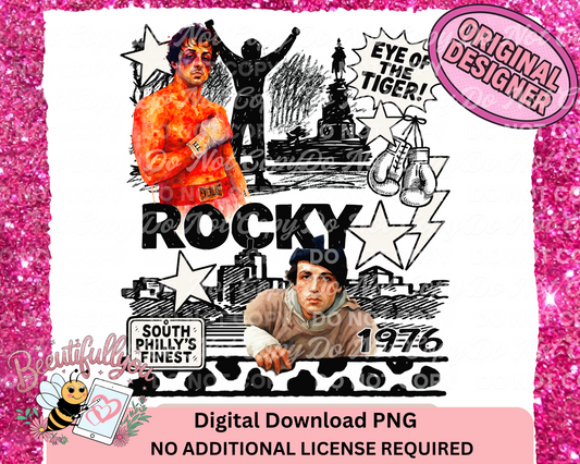 Rocky Eye of the Tiger PNG – Retro Boxing Philly Quote Design for Shirts & Tumblers