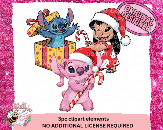 Christmas Clipart Set – 3 PNG Elements – Holiday Digital Download