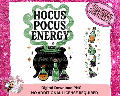 Hocus Pocus Energy – Halloween Witch Cauldron Digital PNG