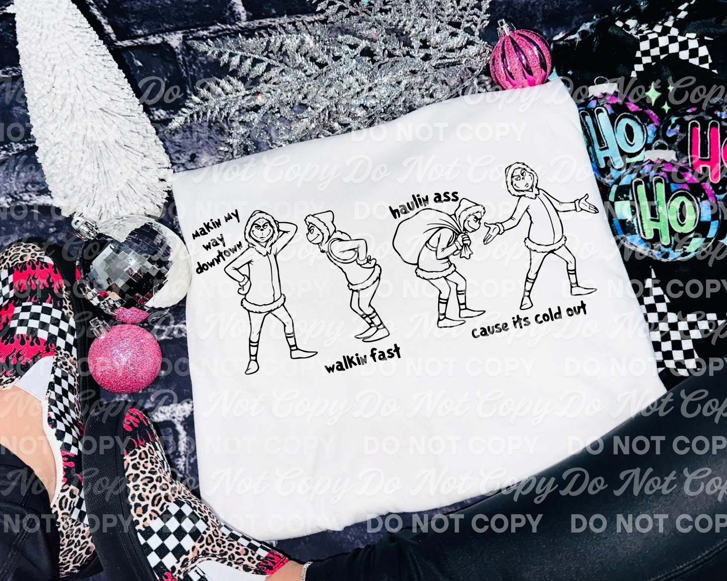 Making My Way Downtown – Funny Winter Walking Finished Design PNG