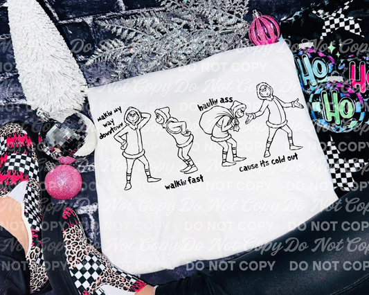 Making My Way Downtown – Funny Winter Walking Finished Design PNG