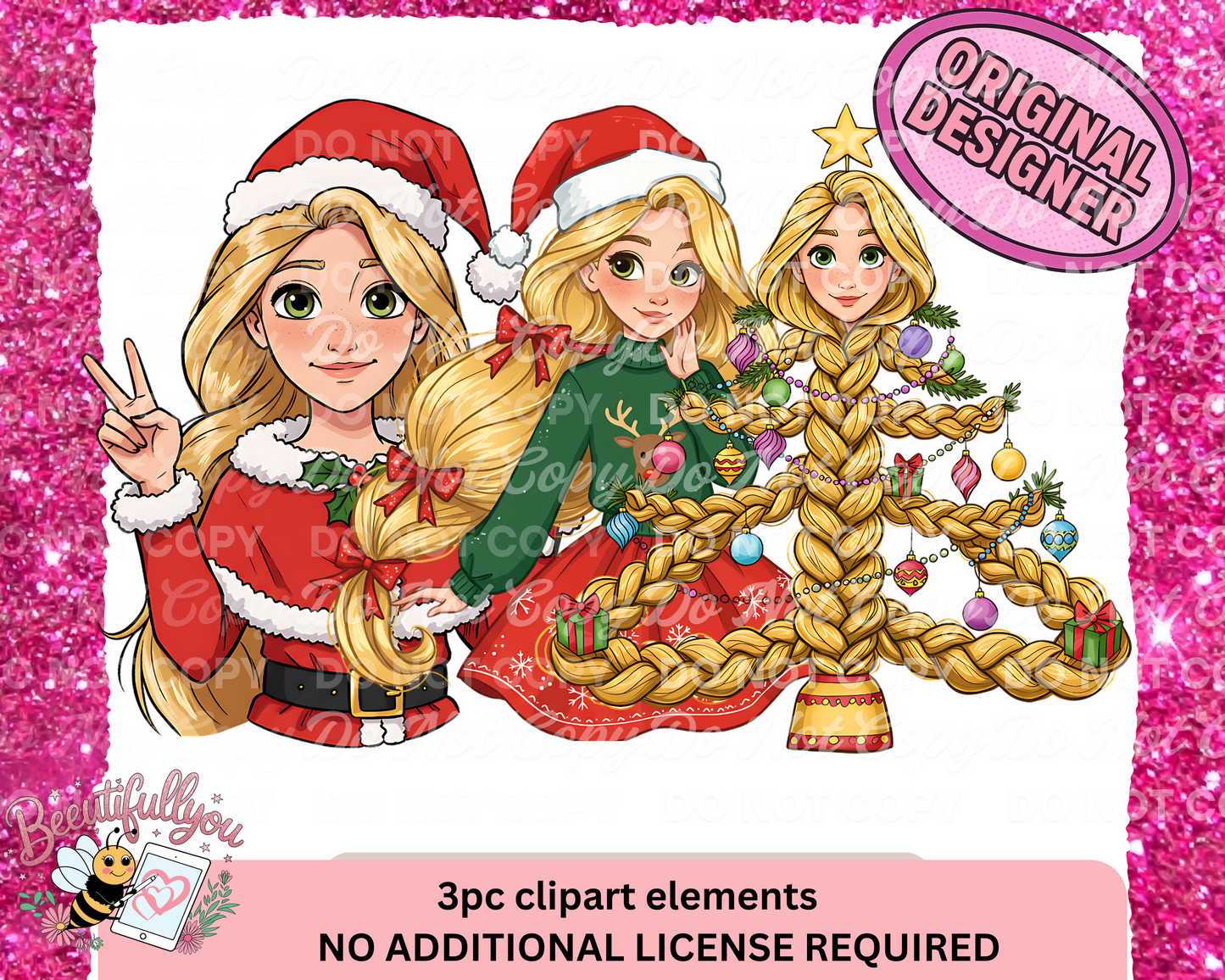 Repunz Christmas Clipart Set – 3  Elements for Holiday DIY Designs