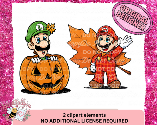 Fall Mar & Lui Clipart Set – 2 PNG Elements