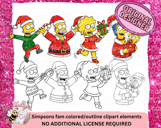 Christmas Family Clipart Bundle | Colored & Outline PNGs