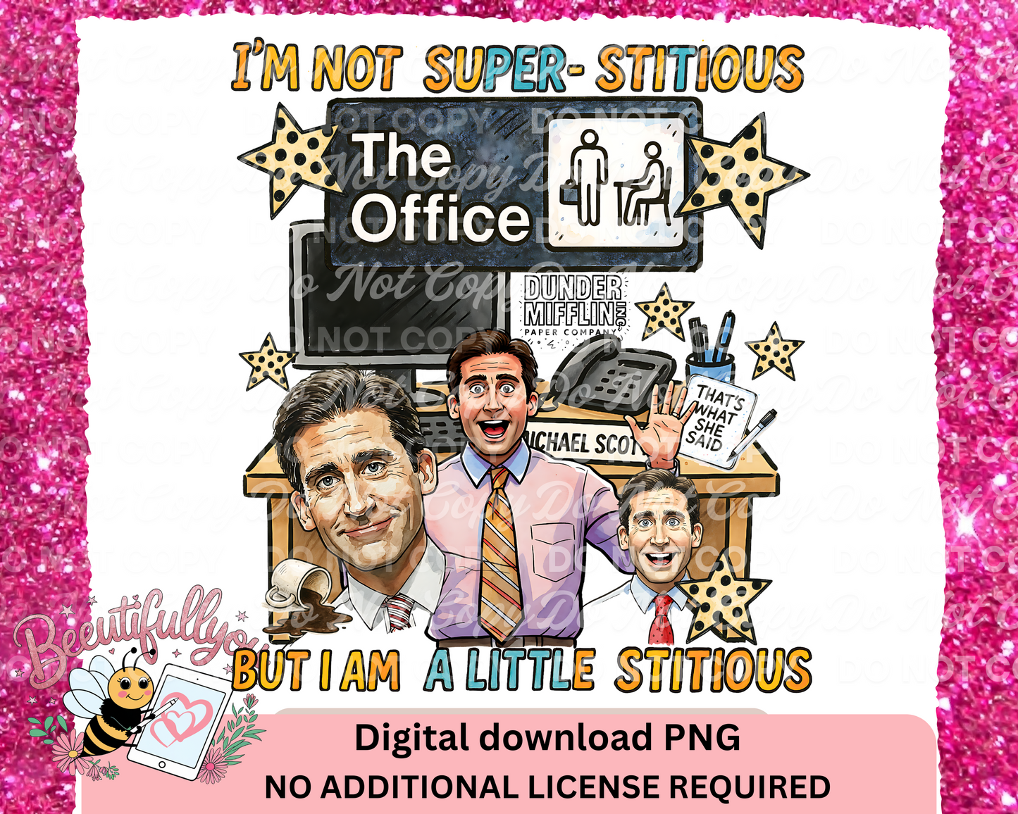 The Office PNG | I'm Not Superstitious But I Am a Little Stitious | Michael Scott Digital Download | Sublimation Design