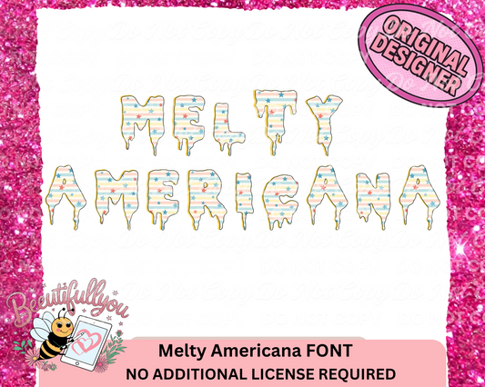 Melty Americana Font | Patriotic Drip Alphabet PNG Letters