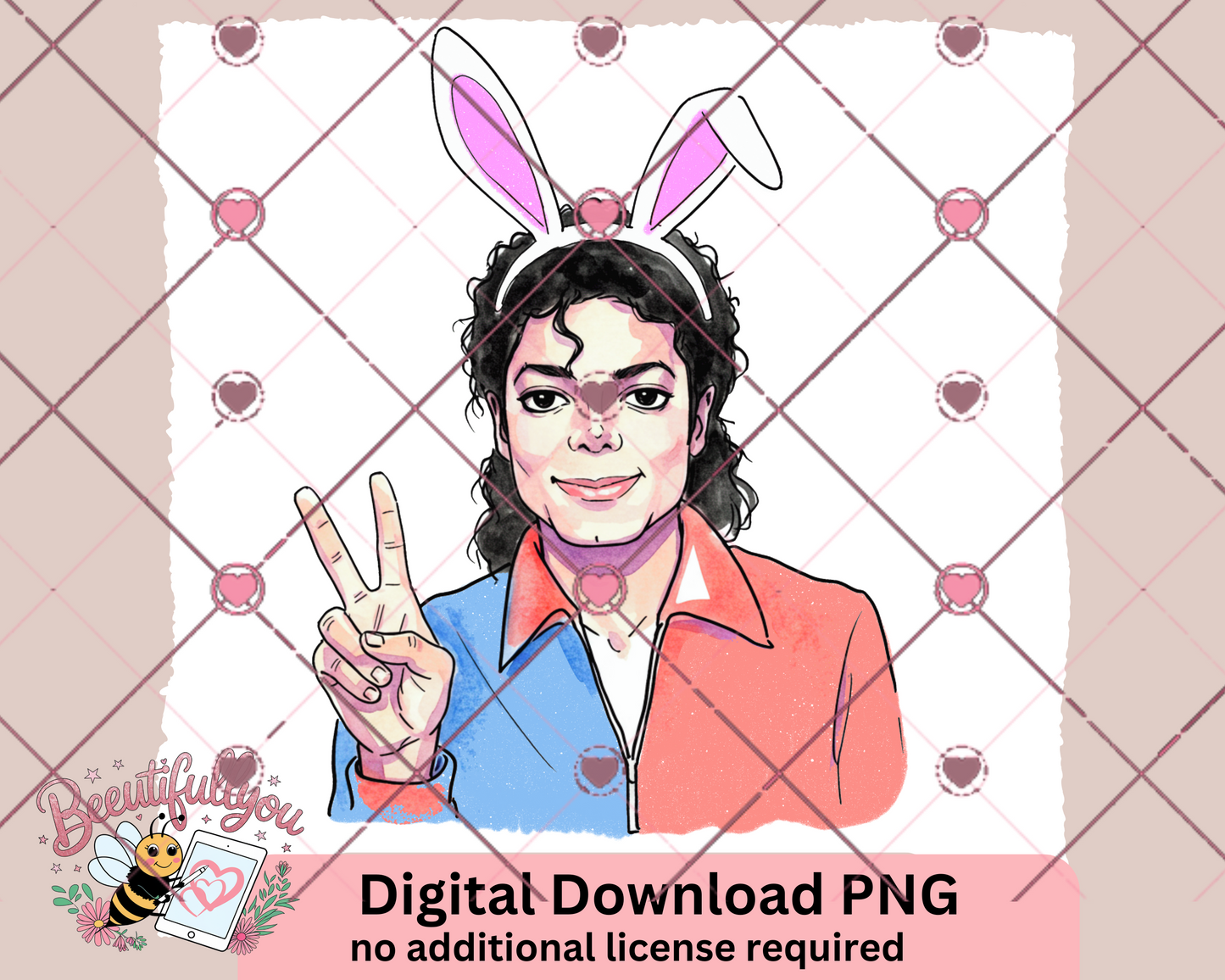 Easter Bunny Peace Sign Illustration | Digital Download | PNG File
