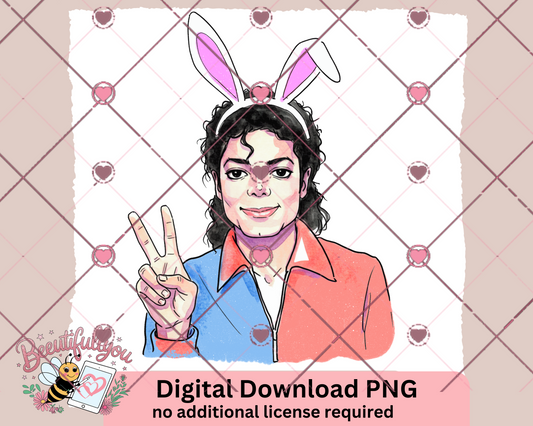 Easter Bunny Peace Sign Illustration | Digital Download | PNG File