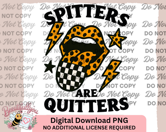 Spitters Are Quitters – Funny Leopard Lips Digital PNG Design with Lightning & Stars | Sublimation File | Commercial Use