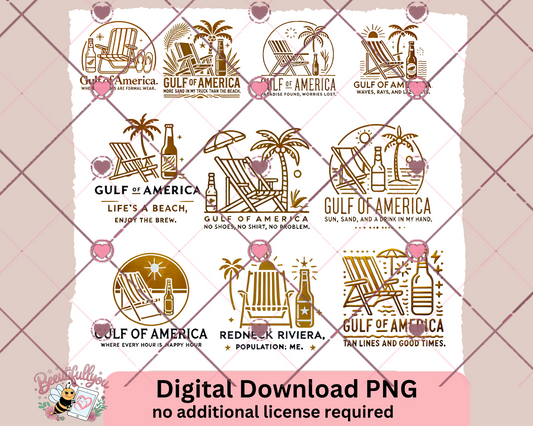 🌊 Gulf of America Digital Bundle | 10+ Beach & Southern-Inspired PNGs | Summer Sublimation & Craft Designs 🏖️🍻