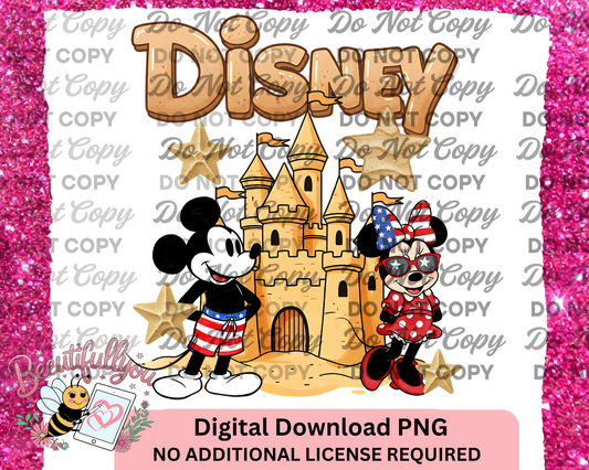 Patriotic Disney Castle PNG – 4th of July Mouse Digital Download