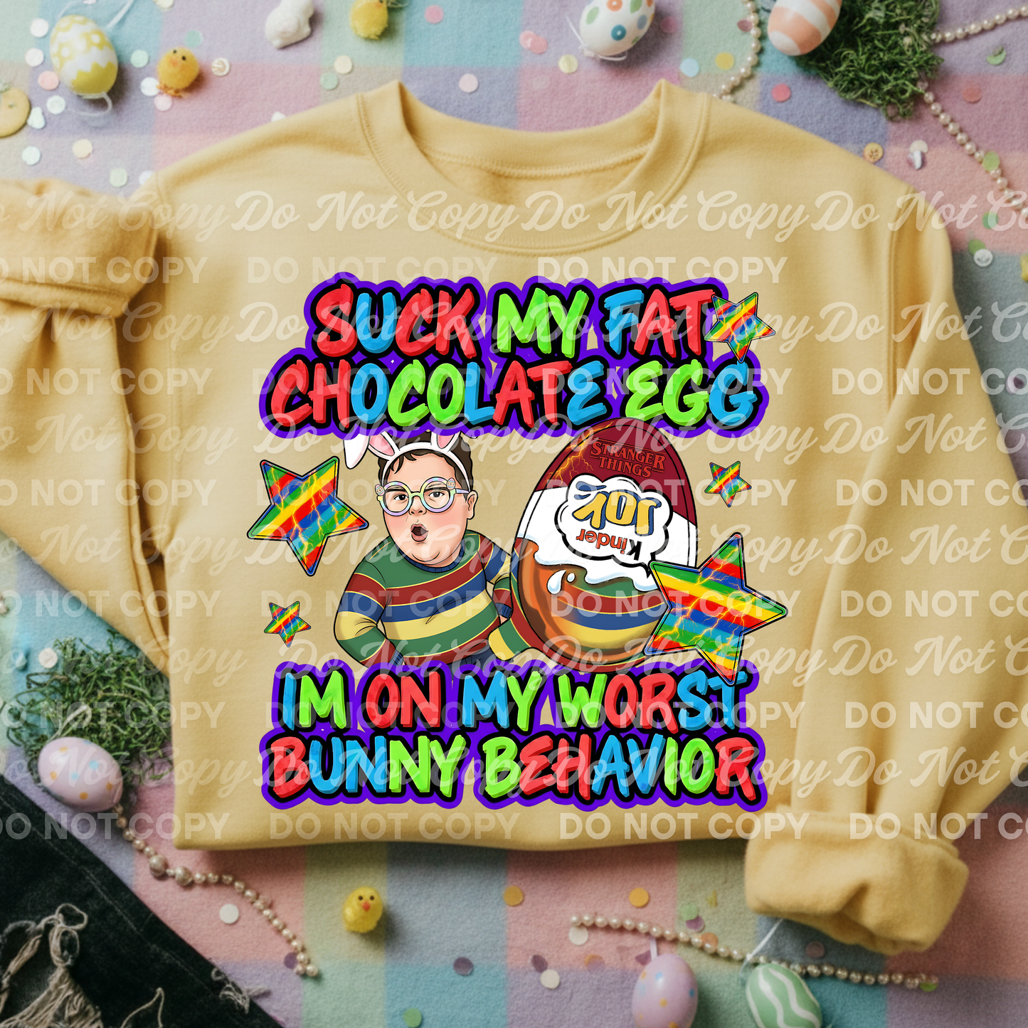 Suck My Fat Chocolate Egg PNG, Funny Easter Design, Bunny Behavior Shirt Design, With & Without Middle Finger